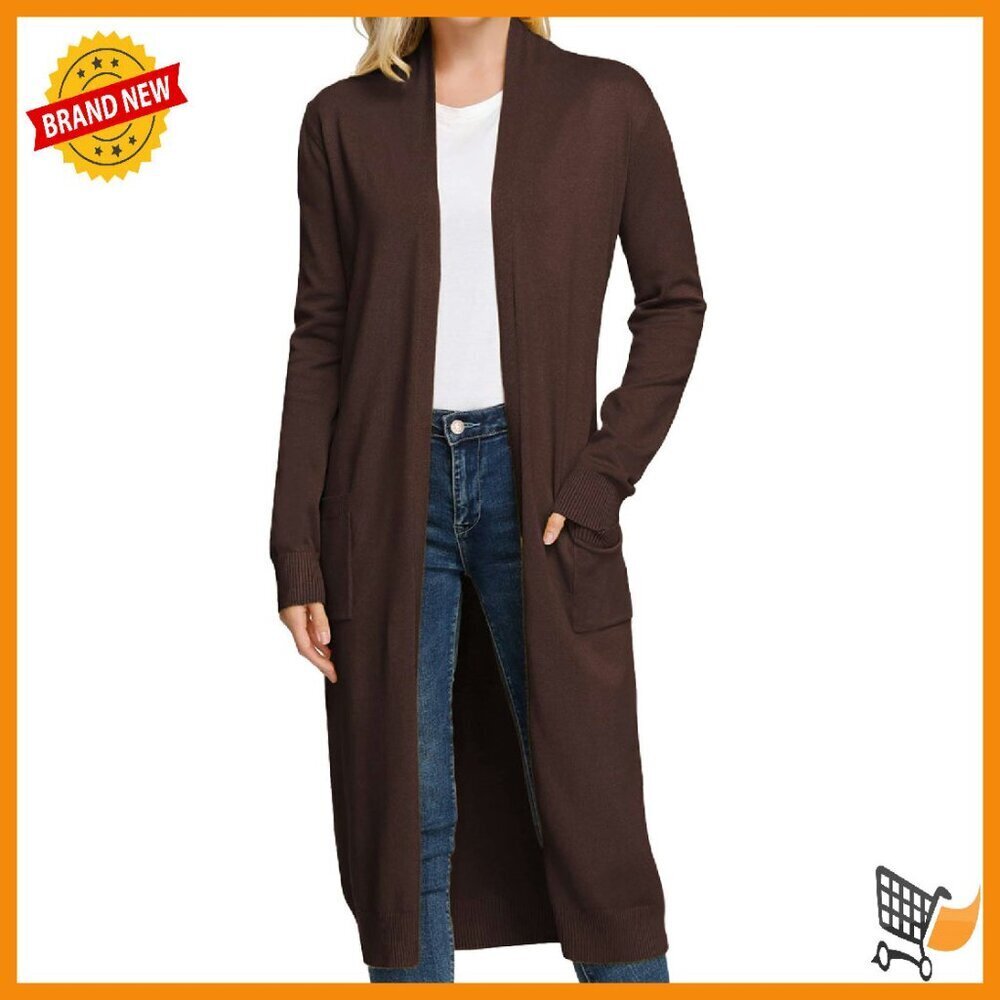 Open Front Maxi Long Knit Cardigan Sweater - Lightweight Stretchy Fabric